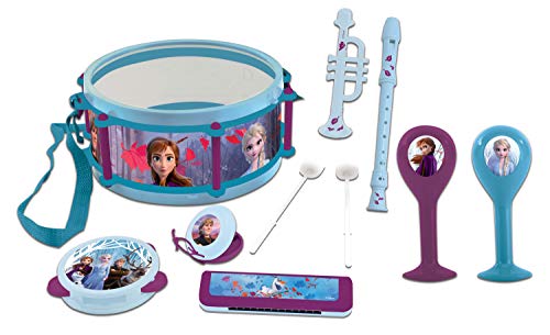 Lexibook K360FZ Disney Frozen-Conjunto Musical 7 Instrumentos en 1, Juguete Infantil a Partir de 3 años, color azul/blanco