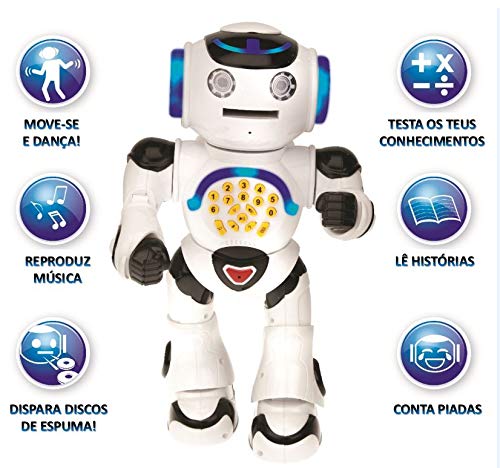 Lexibook Powerman - Robot Educativo en portugués para Jugar y Aprender (Efectos Luminosos y sonoros) Color Blanco.