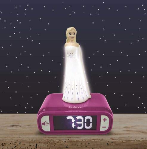 Lexibook RL800FZ - Disney Frozen 2 Elsa - Reloj despertador con sonido y luz nocturna para niños, color azul