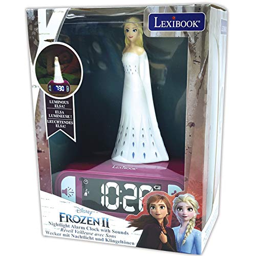 Lexibook RL800FZ - Disney Frozen 2 Elsa - Reloj despertador con sonido y luz nocturna para niños, color azul