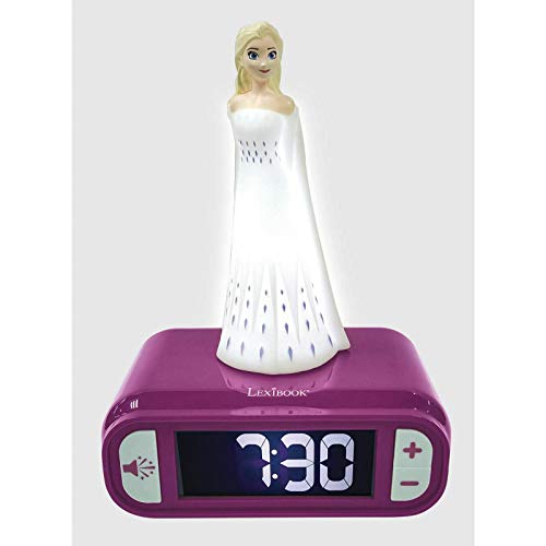 Lexibook RL800FZ - Disney Frozen 2 Elsa - Reloj despertador con sonido y luz nocturna para niños, color azul