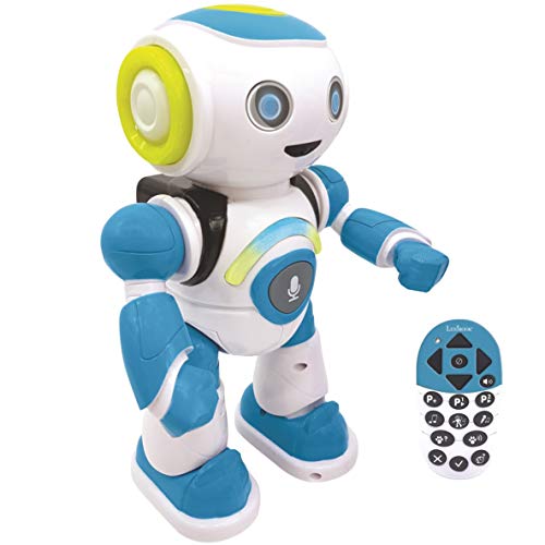 LEXIBOOK ROB20EN Powerman Jr. Smart Interactive Leads in The Mind-Toy para niños, Bailes de música, Examen Animal, programable con Stem y Mando a Distancia Boy Robot-Verde/Azul