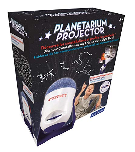 LEXIBOOK rotativo, áng Planetario, Proyector de Constelaciones e imágenes, Estrellas y Planetas, astronomía para niños, ángulo 360º (NLJ150), Color