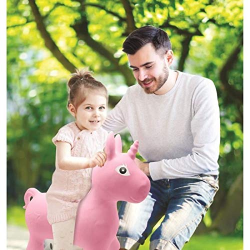 LEXIBOOK- Unicornio Saltadora Inflable, Bomba de Mano incluida, Plástico Seguro e Duradero, Rosa