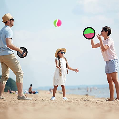 LGZIN Juego De Bolas De Captura, Juego Atrapa Pelotas, Captura de Pelota para Niño con 2 Raqueta & 1 Pelotas, Juego de Paleta de Bola, Catch Bat Ball para Patio, Jardín, Interior & Exterior