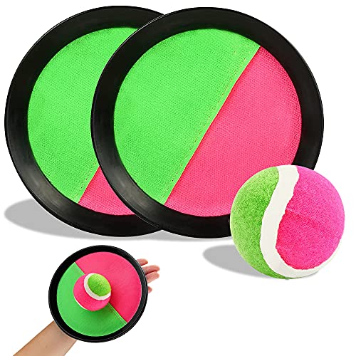 LGZIN Juego De Bolas De Captura, Juego Atrapa Pelotas, Captura de Pelota para Niño con 2 Raqueta & 1 Pelotas, Juego de Paleta de Bola, Catch Bat Ball para Patio, Jardín, Interior & Exterior