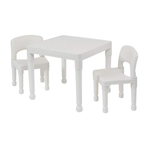 Liberty House Toys Children's Plastic Table and Chairs Set. Juego de Mesa Dos sillas, White, 51cm H x 43.5cm W x 51cm D