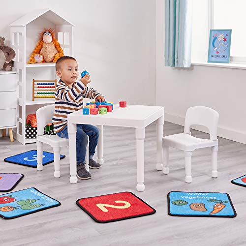 Liberty House Toys Children's Plastic Table and Chairs Set. Juego de Mesa Dos sillas, White, 51cm H x 43.5cm W x 51cm D