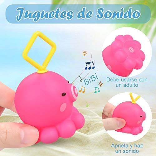 Lictin Juguetes de Baño para Niños- 10PCS Juguetes de Piscina Bebés con Caña de pescar y Bolsa de Almacenamiento, Juguete de Pesca Seguro sin BPA para Niños Bebés