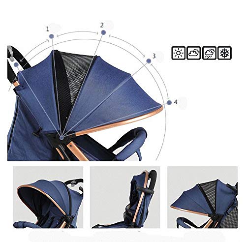 Ligera Cochecito de Bebé Plegable silla de paseo ultra compacto Sillita compacta y deportiva bebe de portatil para avión multifuncional Con tirante sistema de arnés de 5 puntos para 0-3 años,Azul