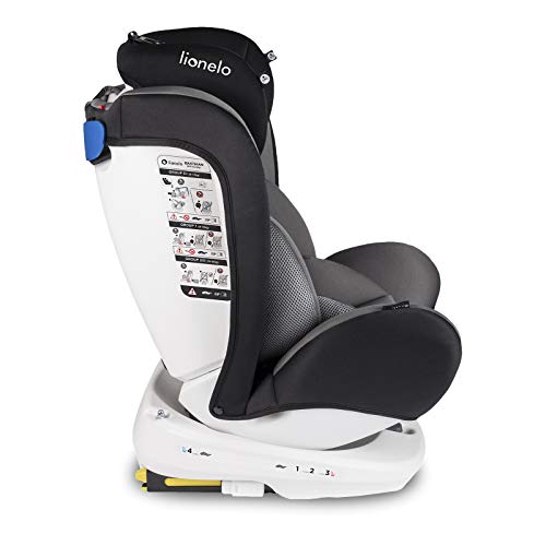 LIONELO Bastiaan Asiento de Seguridad para Coche Giratoria a 360° Posibilidad del uso desde el nacimiento (0-36 kg) Protección lateral adicional Capota contra el sol