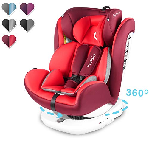 LIONELO Bastiaan Silla de coche Rotación de 360 grados 0-36 kg, Ajuste del respaldo, Almohadillas antideslizantes para el cinturón, Ajuste del reposacabezas de 7 puntos, SideProtect Sistema