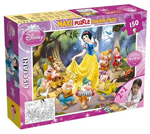 Lisciani Puzzle Maxi Floor para niños de 150 piezas 2 en 1, Doble Cara con reverso para colorear - Disney Blancanieves 46751