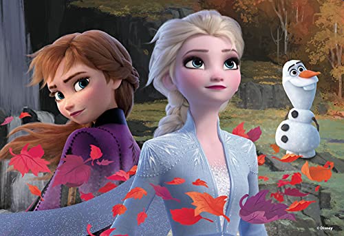 Lisciani Puzzle para niños, 4 puzles de 48 piezas 2 en 1, Doble Cara con reverso para colorear - Disney Frozen 2 La reina de las nieves 86603