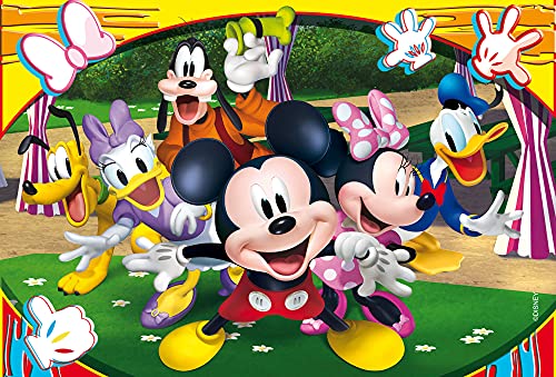 Lisciani Puzzle para niños, 4 puzles de 48 piezas 2 en 1, Doble Cara con reverso para colorear - Disney Mickey Mouse 86610