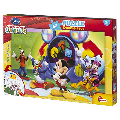 Lisciani Puzzle para niños de 60 piezas 2 en 1, Doble Cara con reverso para colorear - Disney Mickey Mouse 47895