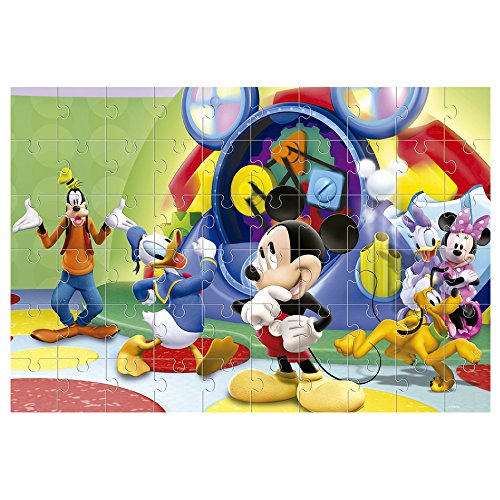 Lisciani Puzzle para niños de 60 piezas 2 en 1, Doble Cara con reverso para colorear - Disney Mickey Mouse 47895