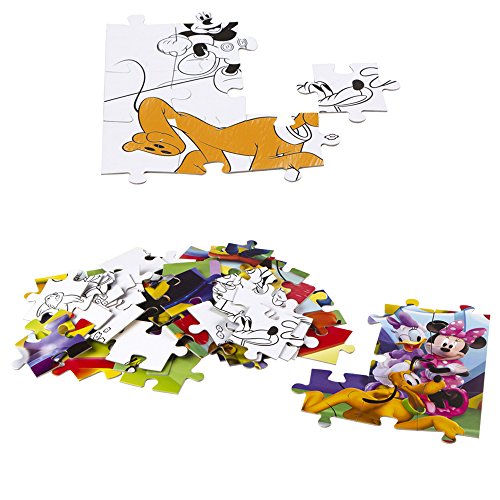 Lisciani Puzzle para niños de 60 piezas 2 en 1, Doble Cara con reverso para colorear - Disney Mickey Mouse 47895