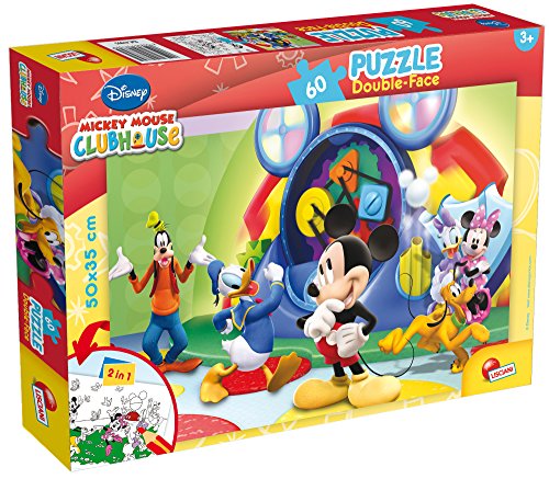 Lisciani Puzzle para niños de 60 piezas 2 en 1, Doble Cara con reverso para colorear - Disney Mickey Mouse 47895