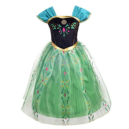 Lito Angels Disfraz de Coronación de Princesa Anna para Niñas, Vestido de Fiesta de Cumpleaños de Halloween, Talla 4-5 años, Verde