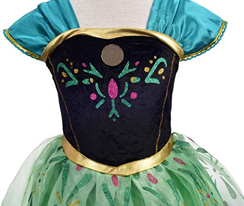 Lito Angels Disfraz de Coronación de Princesa Anna para Niñas, Vestido de Fiesta de Cumpleaños de Halloween, Talla 4-5 años, Verde