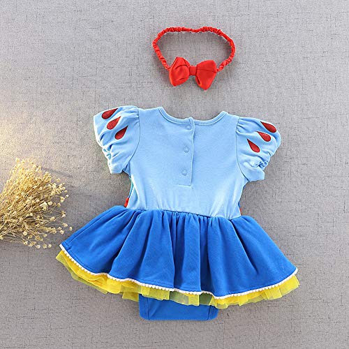 Lito Angels Disfraz de Princesa Blancanieves para Bebé Niñas Body Mono Mamelucos Onesie Vestido de Fiesta Navidad Halloween Cumpleaños con Diadema Talla 12 a 18 Meses