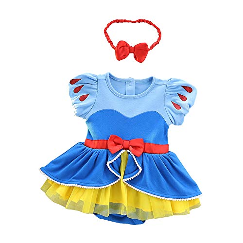 Lito Angels Disfraz de Princesa Blancanieves para Bebé Niñas Body Mono Mamelucos Onesie Vestido de Fiesta Navidad Halloween Cumpleaños con Diadema Talla 12 a 18 Meses