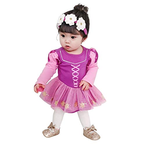 Lito Angels Disfraz de Princesa Rapunzel para Bebé Niñas Body Mono Mamelucos Onesie Vestido de Fiesta Navidad Halloween Cumpleaños con diadema Talla 9 a 12 Meses