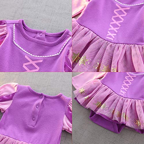 Lito Angels Disfraz de Princesa Rapunzel para Bebé Niñas Body Mono Mamelucos Onesie Vestido de Fiesta Navidad Halloween Cumpleaños con diadema Talla 9 a 12 Meses