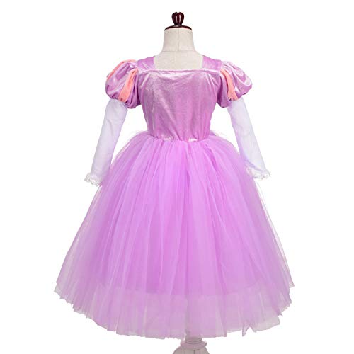 Lito Angels Disfraz de Princesa Rapunzel para Niñas, Vestido de Fiesta de Cumpleaños Carnaval Talla 9-10 años, Manga Larga, Morado