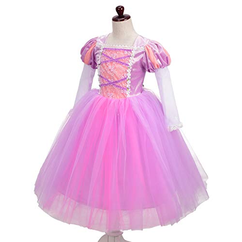 Lito Angels Disfraz de Princesa Rapunzel para Niñas, Vestido de Fiesta de Cumpleaños Carnaval Talla 9-10 años, Manga Larga, Morado