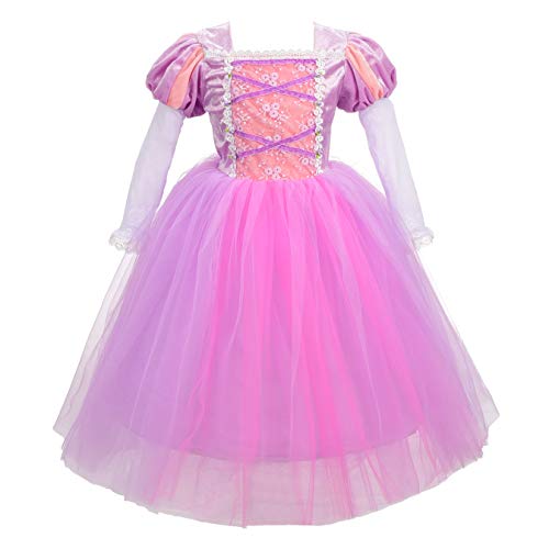 Lito Angels Disfraz de Princesa Rapunzel para Niñas, Vestido de Fiesta de Cumpleaños Carnaval Talla 9-10 años, Manga Larga, Morado