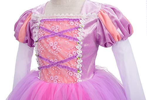 Lito Angels Disfraz de Princesa Rapunzel para Niñas, Vestido de Fiesta de Cumpleaños Carnaval Talla 9-10 años, Manga Larga, Morado