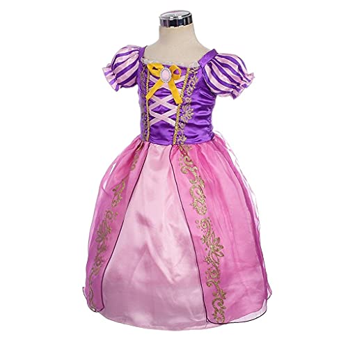 Lito Angels Disfraz de Princesa Rapunzel Vestido de Fiesta de Cumpleaños para Niña Pequeñas, Talla 4 años, Morada