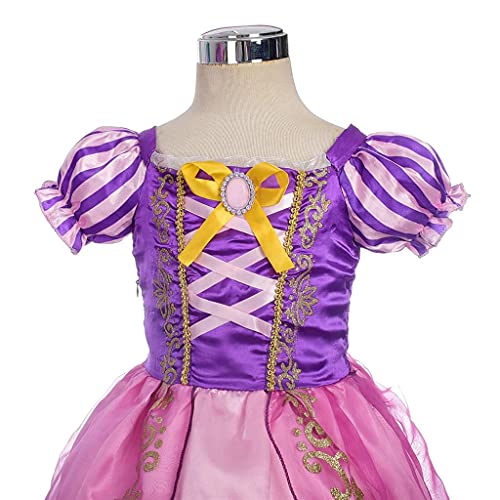 Lito Angels Disfraz de Princesa Rapunzel Vestido de Fiesta de Cumpleaños para Niña Pequeñas, Talla 4 años, Morada