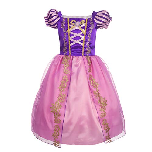 Lito Angels Disfraz de Princesa Rapunzel Vestido de Fiesta de Cumpleaños para Niña Pequeñas, Talla 4 años, Morada