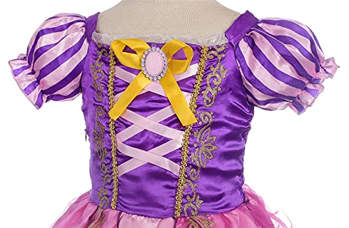 Lito Angels Disfraz de Princesa Rapunzel Vestido de Fiesta de Cumpleaños para Niña Pequeñas, Talla 4 años, Morada