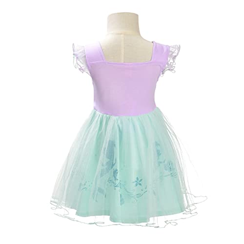 Lito Angels Disfraz de Sirenita Princesa Ariel para Bebe Niñas, Sirena Vestido de Tul Falda Tutu de Fiesta de Cumpleaños, Talla 18-24 Meses, Morado 265