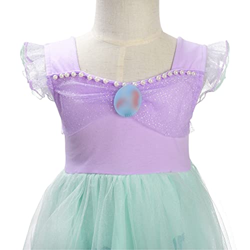 Lito Angels Disfraz de Sirenita Princesa Ariel para Bebe Niñas, Sirena Vestido de Tul Falda Tutu de Fiesta de Cumpleaños, Talla 18-24 Meses, Morado 265