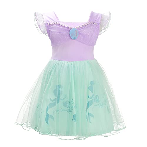 Lito Angels Disfraz de Sirenita Princesa Ariel para Bebe Niñas, Sirena Vestido de Tul Falda Tutu de Fiesta de Cumpleaños, Talla 18-24 Meses, Morado 265