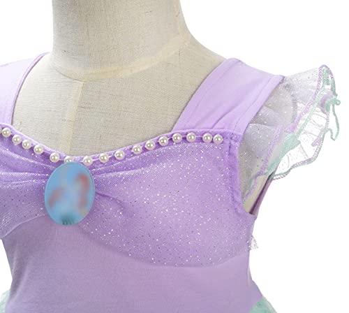 Lito Angels Disfraz de Sirenita Princesa Ariel para Bebe Niñas, Sirena Vestido de Tul Falda Tutu de Fiesta de Cumpleaños, Talla 18-24 Meses, Morado 265