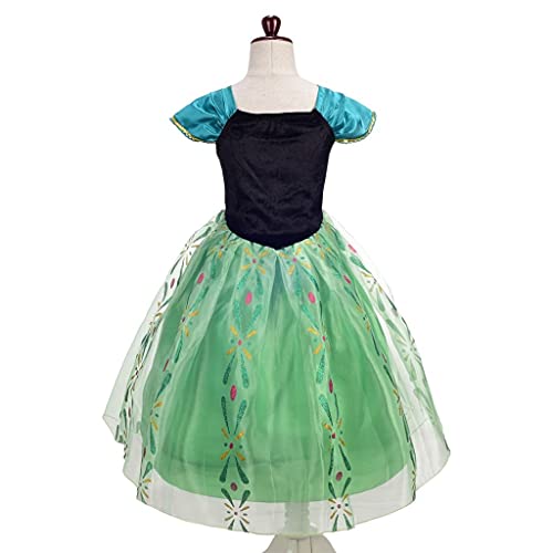 Lito Angels Disfraz Vestido de Coronación de Princesa Anna con Corona, Guante y Accesorios para Niñas Pequeñas, Talla 2-3 años, Verde