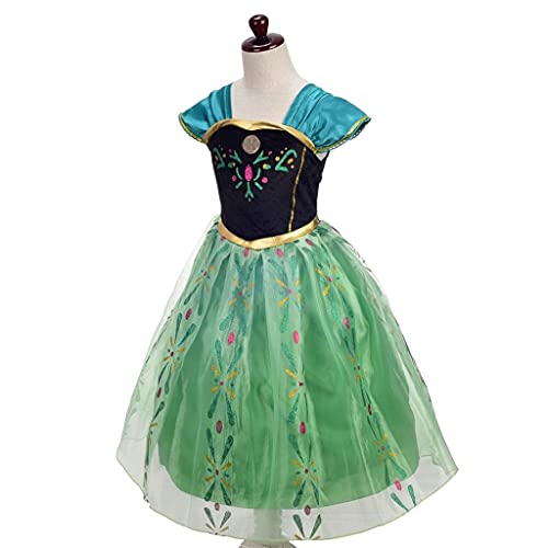 Lito Angels Disfraz Vestido de Coronación de Princesa Anna con Corona, Guante y Accesorios para Niñas Pequeñas, Talla 2-3 años, Verde