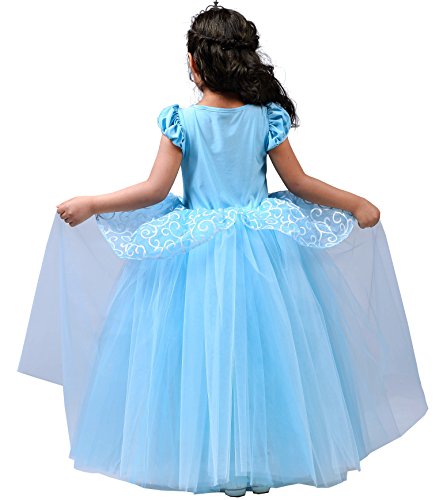 Lito Angels Disfraz Vestido de Tul Princesa Cenicienta para Niñas Pequeñas Talla 4-5 Años, Azul