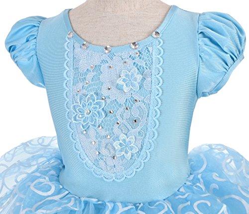 Lito Angels Disfraz Vestido de Tul Princesa Cenicienta para Niñas Pequeñas Talla 4-5 Años, Azul