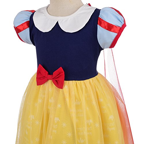 Lito Angels Niñas Princesa Blancanieves con capa Disfraces de Halloween de fantasía Vestido de fiesta Talla 3-4 años B