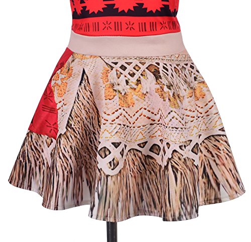 Lito Angels Niñas Vestidos Disfraz de Princesa Moana Vaiana Traje de Aventura Disfraces de Fiesta Elegante con Collar Talla 5-6 años