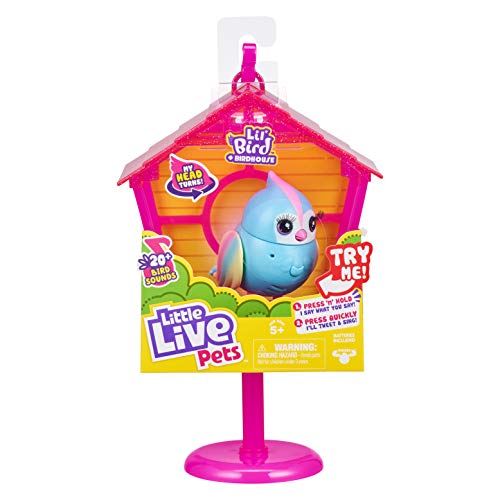 Little Live Pets Lil' Bird & Pajarera – Rainbow Tweets – Bird de Little Live Pets & Pajarera – Casita para pájaros Que se Pueden conectar Mediante Ganchos, Cabeza más de 20 pajareras