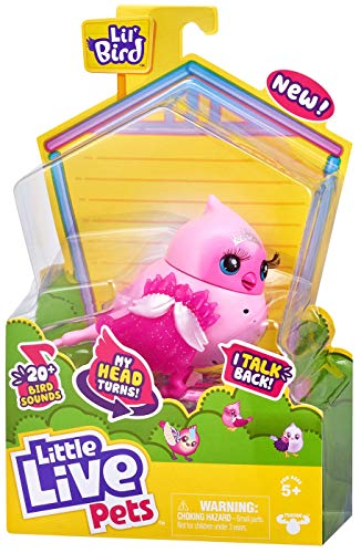 Little Live Pets Lil' Bird – Tiara Tweets – Paquete Individual de pajarito Cabeza móvil, más de 20 Sonidos de Aves, reacciona al Tacto (Moose Toys 26028)