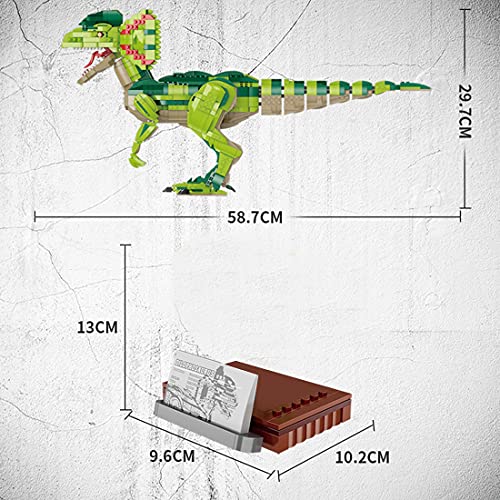 Loads Juego de construcción de dinosaurios, 2075 piezas, dilofosaurio con efectos de sonido, compatible con dinosaurios Lego Dinosaurio